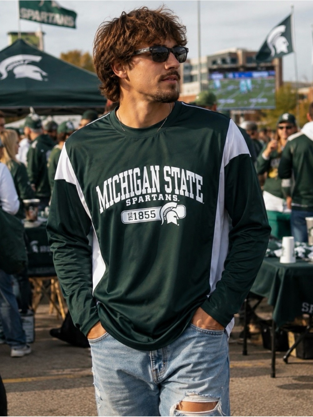 NWT Men’s Michigan State Spartans Performance Jersey Long Sleeve Shirt